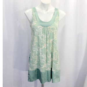 Express Dressy Sleeveless Tank Pleated Silky Bottom Long Graphic Print